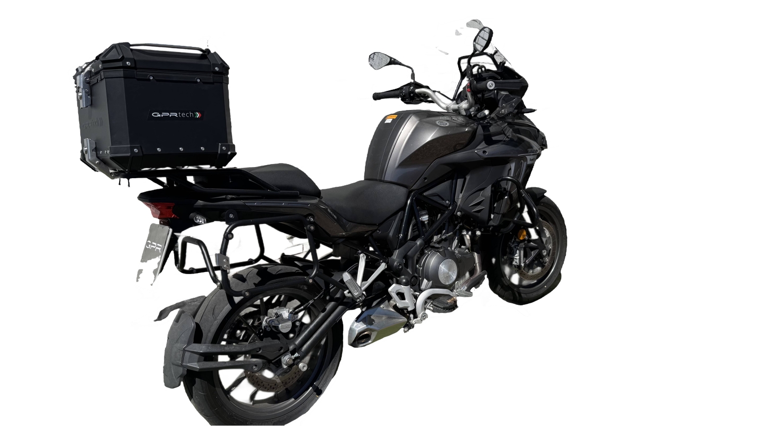 Top case em alumínio, cor preta com placa específica incluída Top case maletas GPR TECH compatível com Benelli Trk 502 X 2021/2024 e5