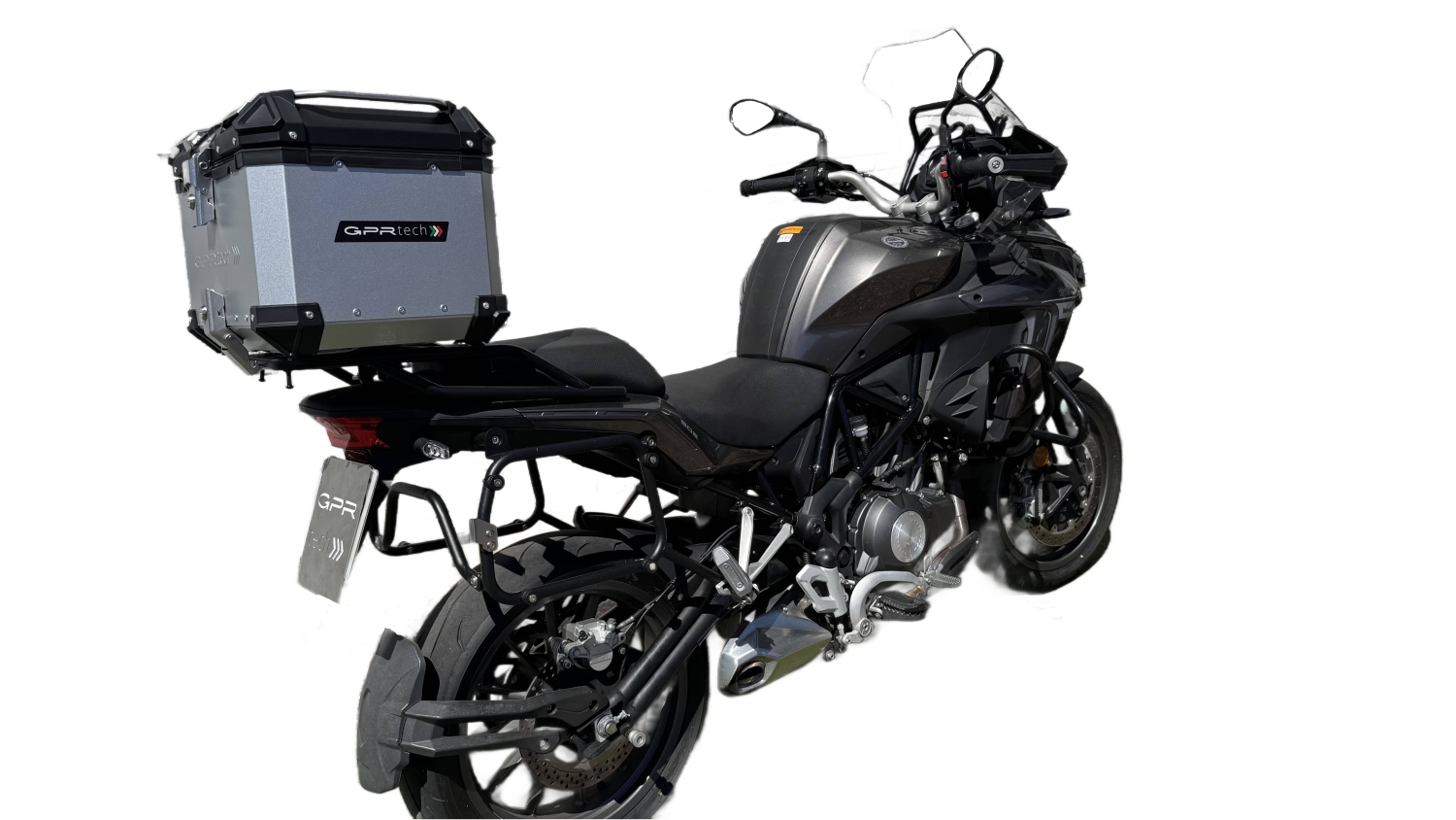Top case em alumínio, cor prata com placa específica incluída Top case maletas GPR TECH compatível com Benelli Trk 502 2021/2024 e5