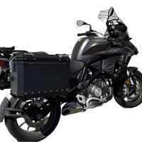 GPR TECH compatível com  Benelli Trk 502 2017/2020 e4 Par de malas laterais em alumínio cor preta com porta-bagagem específico Capacidade 38 LT. + 38 LT.