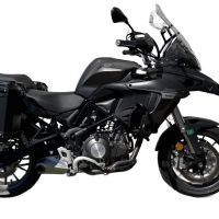 GPR TECH compatível com  Benelli Trk 502 2017/2020 e4 Par de malas laterais em alumínio cor preta com porta-bagagem específico Capacidade 38 LT. + 38 LT.