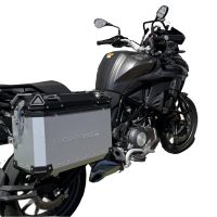 GPR TECH compatível com  Benelli Trk 502 X 2017/2020 e4 Par de malas laterais em alumínio cor prata com porta-bagagem específico Capacidade 38 LT. + 38 LT.