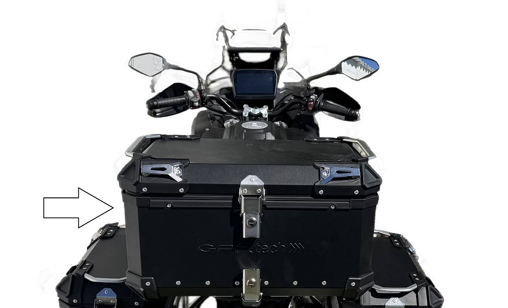 Top case em alumínio, cor preta com placa específica incluída Top case maletas GPR TECH compatível com Voge 525DSX 2023/2024 e5