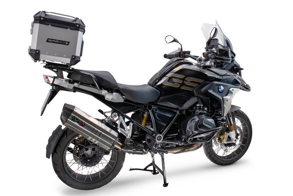 Top case em alumínio, cor prata com placa específica incluída Top case maletas GPR TECH compatível com Bmw R 1250 Gs 2021/2024 e5