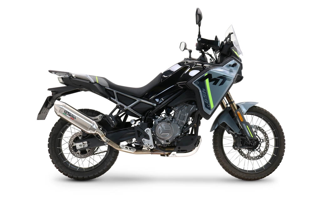 GPR escape compatível com  Cf Moto 450 MT 2024-2025, Furore-X Acciaio Inox, Escape legal, homologado, silenciador com db killer removível e tubo de ligação específico 