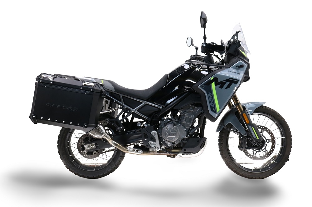 GPR TECH compatível com  Cf Moto 650 Mt 2019/2020 e4 Par de malas laterais em alumínio cor preta com porta-bagagem específico Capacidade 38 LT. + 38 LT.