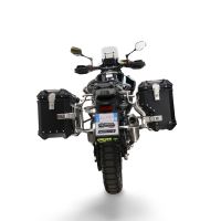 GPR TECH compatível com  Cf Moto 450MT 2023/2025 Euro5 Plus Par de malas laterais em alumínio com o lado direito contornado, cor preta com porta-bagagem específico Capacidade 38 LT. + 32 LT.