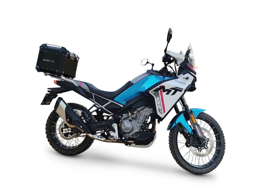 Top case em alumínio, cor preta com placa específica incluída Top case maletas GPR TECH compatível com Cf Moto 450MT 2023/2025