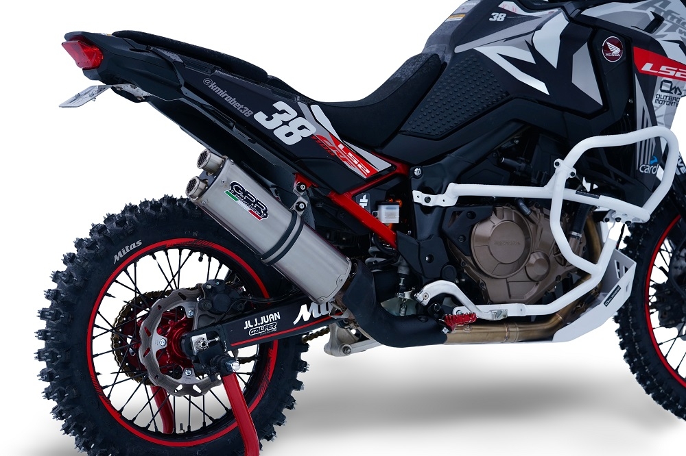 Escape compatível com Honda Crf 1100 L Africa Twin 2020-2025, Dual Inox, Escape legal, homologado, silenciador com db killer removível e tubo de ligação específico 