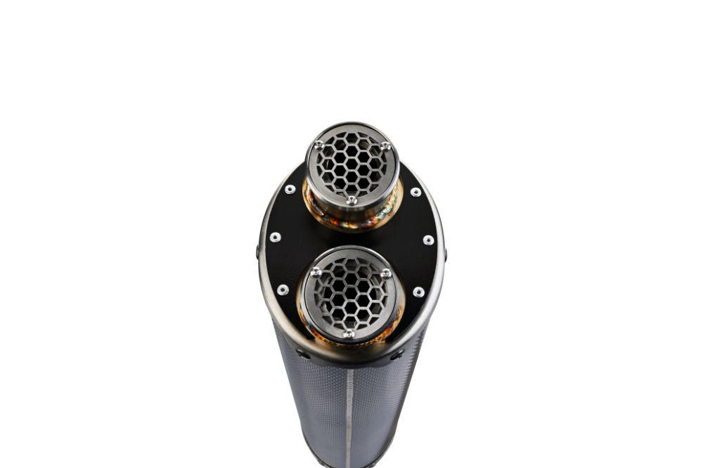 Escape compatível com Benelli Trk 502 2017-2020, Dual Poppy, Escape legal, aprovado, com db killer removível, tubo de conexão e conversor catalítico 