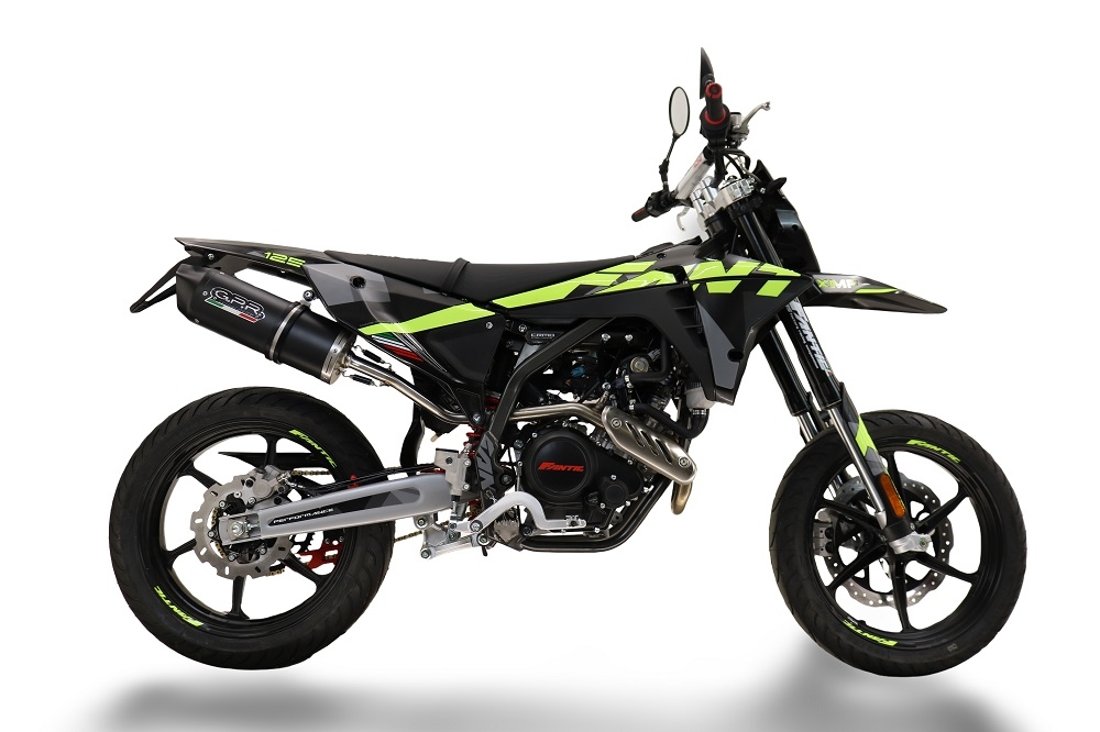 Escape compatível com Fantic Motor XMF 125 2025-2026, Furore Evo4 Nero, Escape legal, homologado, silenciador com catalisador, db killer removível e tubo de ligação específico 