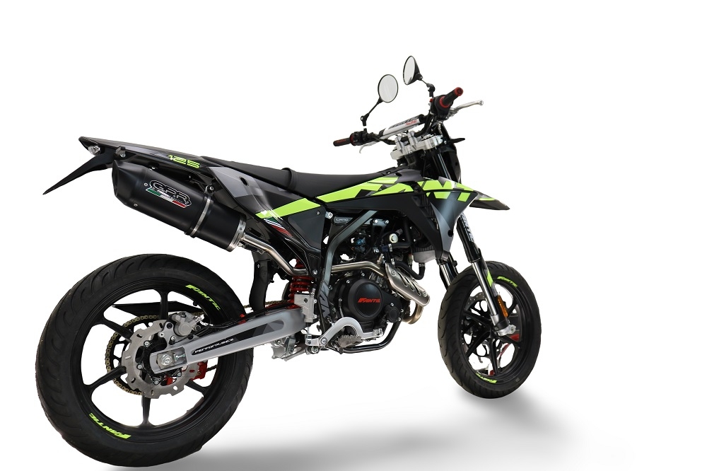 Escape compatível com Fantic Motor XMF 125 2025-2026, Furore Evo4 Nero, Escape legal, homologado, silenciador com catalisador, db killer removível e tubo de ligação específico 