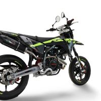 Escape compatível com Fantic Motor XMF 125 2025-2026, Furore Evo4 Nero, Escape legal, homologado, silenciador com catalisador, db killer removível e tubo de ligação específico 