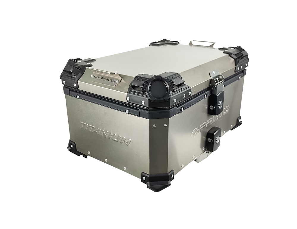 GPR TECH TOP CASE ALPI-TECH 55 LT. Top case em titânio, cor natural com placa universal incluída Capacidade Litros 55