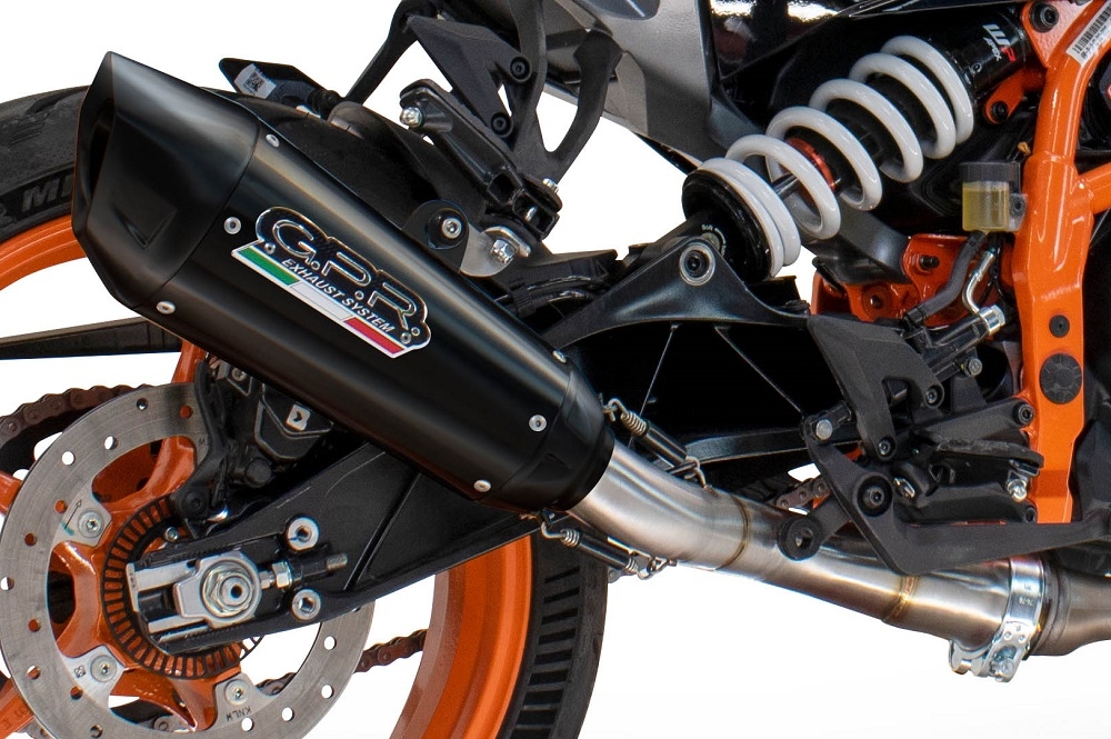 Escape compatível com Husqvarna Svartpilen 125 2024-2025, GP-Revo Black Titanium, Escape legal, homologado, silenciador com db killer removível e tubo de ligação específico 