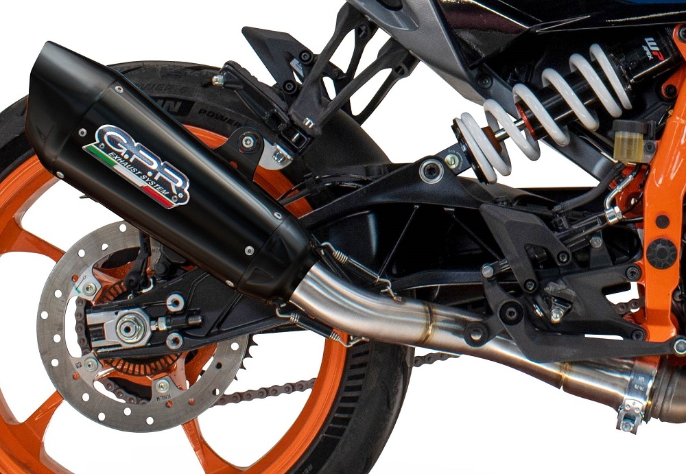 Escape compatível com Husqvarna Svartpilen 125 2024-2025, GP-Revo Black Titanium, Escape legal, homologado, silenciador com db killer removível e tubo de ligação específico 