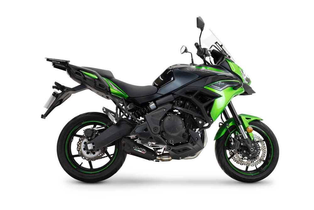 GPR escape compatível com  Kawasaki Versys 650 2023-2025, GP-Revo Black Titanium, Sistema de escapamento de corrida incluindo tubo de ligação específico com dbkiller 