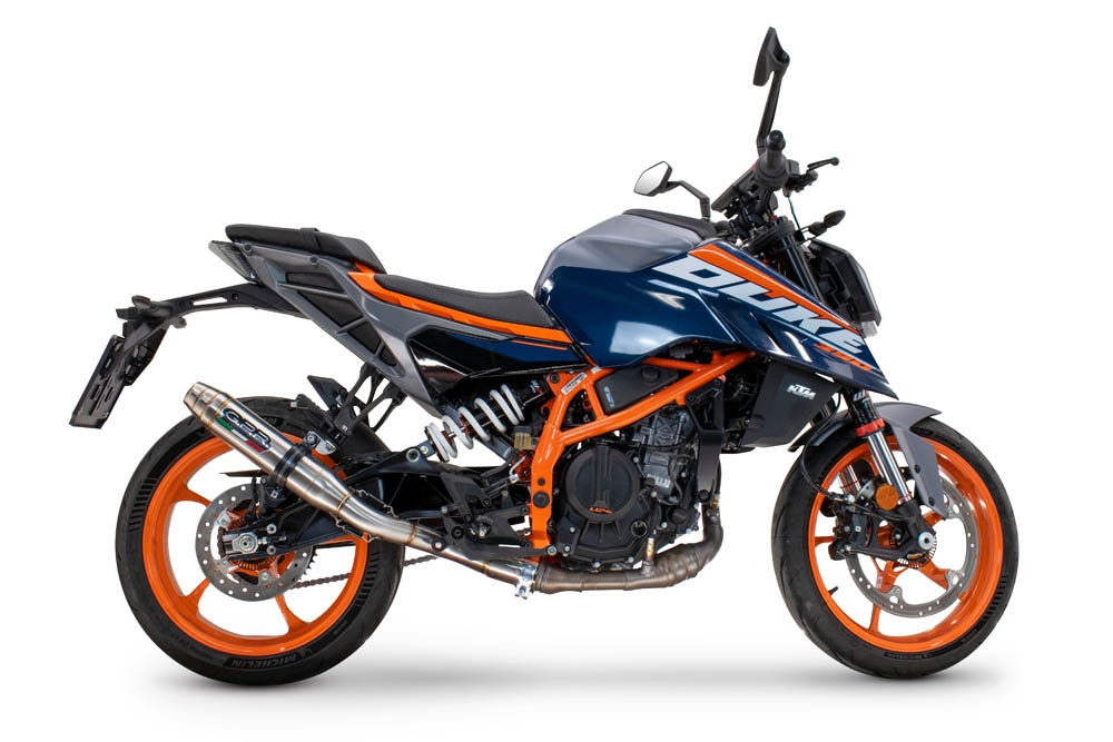 Escape compatível com Ktm Duke 125 2024-2025, Deeptone Inox, Escape legal, homologado, silenciador com db killer removível e tubo de ligação específico 
