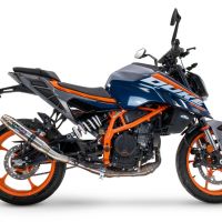 Escape compatível com Ktm Duke 125 2024-2025, Deeptone Inox, Escape legal, homologado, silenciador com db killer removível e tubo de ligação específico 