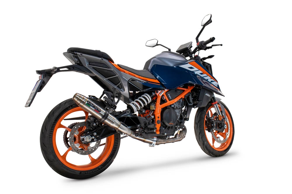 Escape compatível com Ktm Duke 125 2024-2025, Deeptone Inox, Escape legal, homologado, silenciador com db killer removível e tubo de ligação específico 