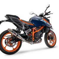 Escape compatível com Ktm Duke 125 2024-2025, Deeptone Inox, Escape legal, homologado, silenciador com db killer removível e tubo de ligação específico 