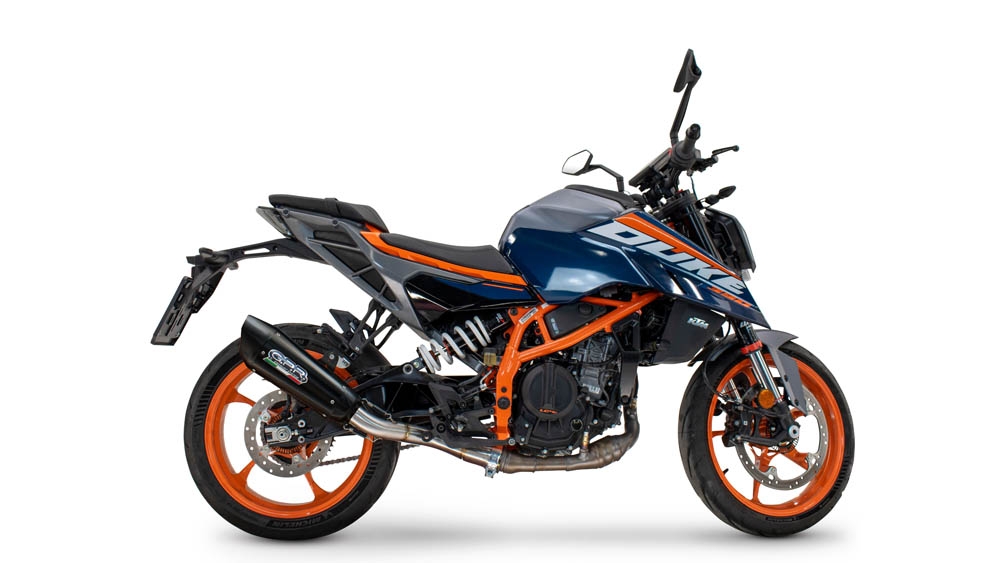 Escape compatível com Ktm Duke 390 2024-2025, GP-Revo Black Titanium, Escape legal, homologado, silenciador com db killer removível e tubo de ligação específico 