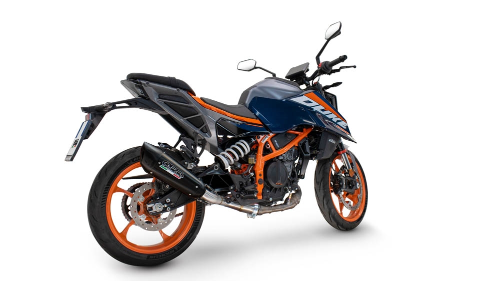 Escape compatível com Ktm Duke 390 2024-2025, GP-Revo Black Titanium, Escape legal, homologado, silenciador com db killer removível e tubo de ligação específico 