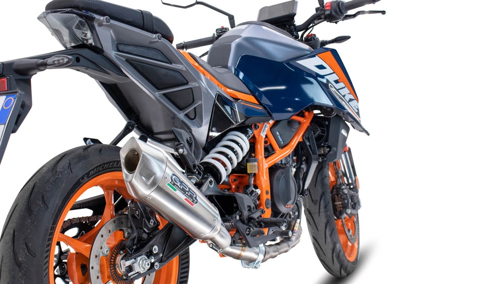 Escape compatível com Ktm Duke 250 2024-2025, GP-Revo Titanium, Escape legal, homologado, silenciador com db killer removível e tubo de ligação específico 