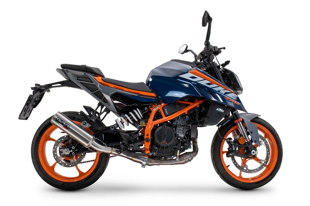 Escape compatível com Ktm Duke 125 2024-2025, M3 Inox , Escape legal, homologado, silenciador com db killer removível e tubo de ligação específico 
