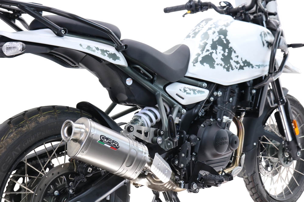 GPR escape compatível com Royal Enfield Guerrilla 450  2024-2025,Dune Triovale Titanio,Escape legal, homologado, silenciador com db killer removível e tubo de ligação específico 