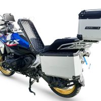 GPR TECH compatível com  Bmw R 1300 GS Adventure 2023/2025 Kit tríptico fabricado em cor prata, com Top case 35 Lt + Side Cases 38 Lt + 38 Lt + suporte de rack geral cor prata Capacidade do baú superior 35 litros + capacidade dos baús laterais 38 litros +