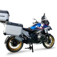 GPR TECH compatível com  Bmw R 1300 GS 2023/2025 Kit tríptico fabricado em cor prata, com Top case 35 Lt + Side Cases 38 Lt + 38 Lt + suporte de rack geral cor prata Capacidade do baú superior 35 litros + capacidade dos baús laterais 38 litros + 38 litros