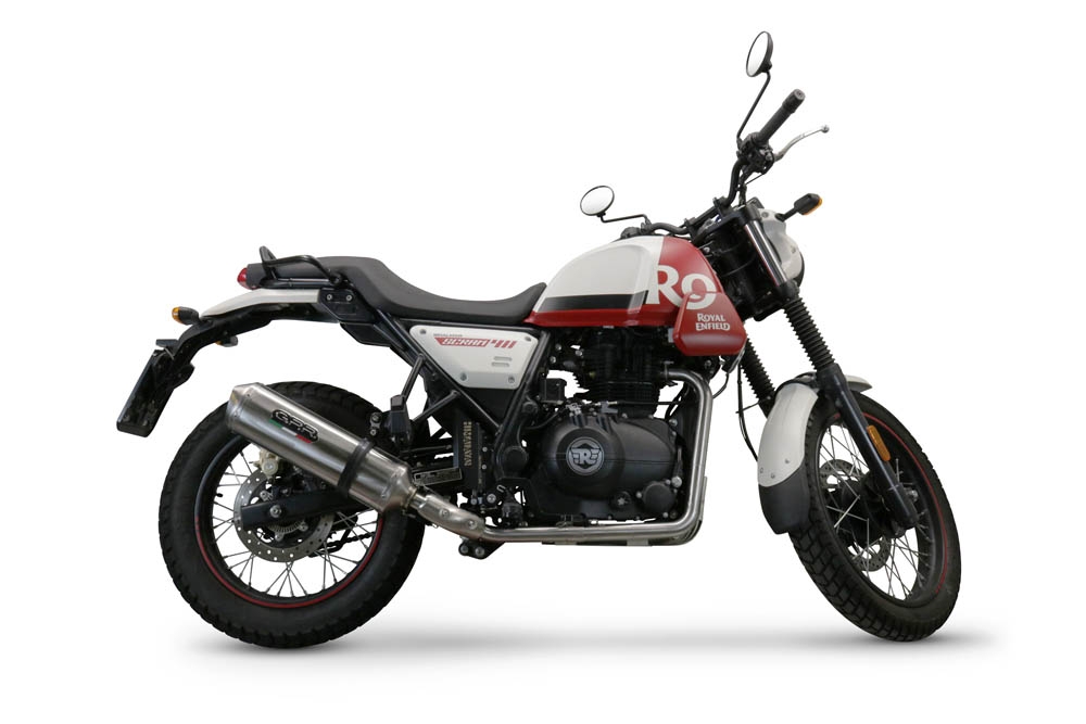 GPR escape compatível com  Royal Enfield Scram 411 2022-2024, Satinox , Escape legal, homologado, silenciador com catalisador, db killer removível e tubo de ligação específico 