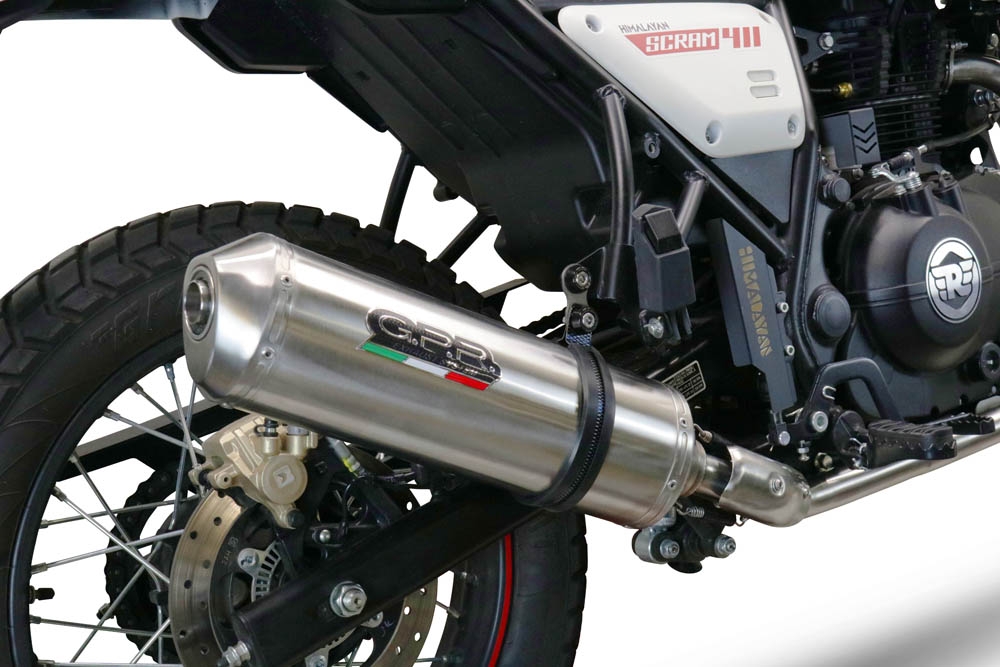 GPR escape compatível com  Royal Enfield Scram 411 2022-2024, Satinox , Escape legal, homologado, silenciador com catalisador, db killer removível e tubo de ligação específico 