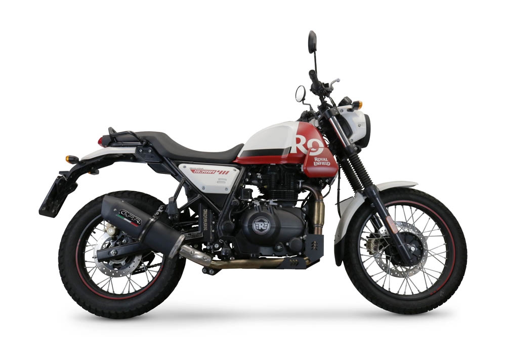 Escape compatível com Royal Enfield Scram 411 2022-2024, Furore Nero, Sistema racing Silencioso com tubo de ligação 