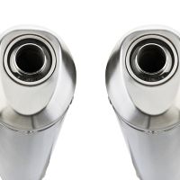 Escape compatível com Aprilia Pegaso Strada 650 2005-2011, Satinox, Par de silenciosos de escape homologadas, com db killer removível e tubos de ligação específicos 