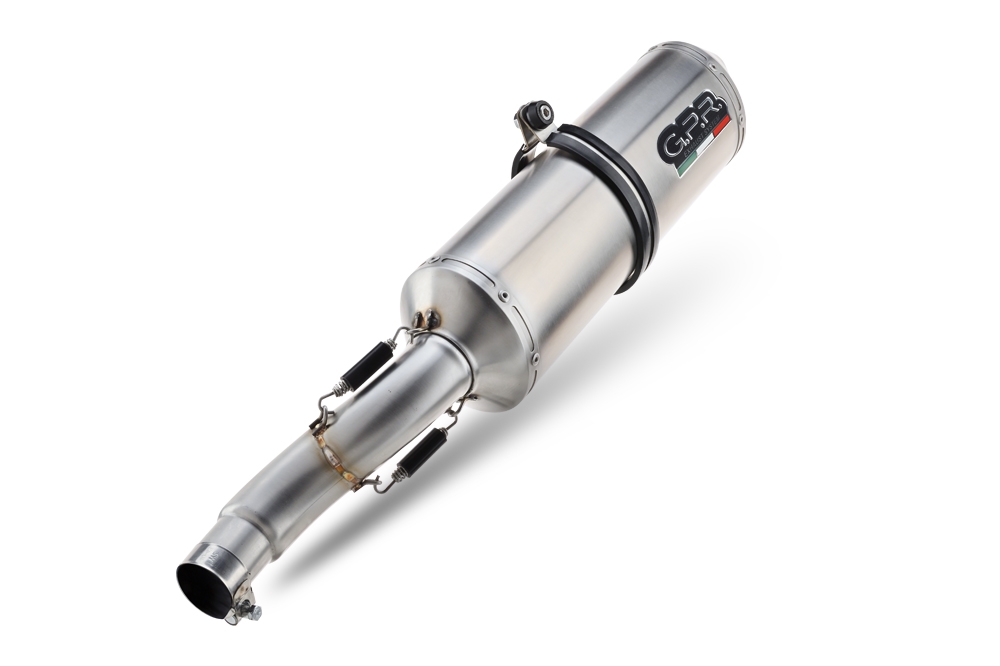 Escape compatível com Aprilia Pegaso Strada 650 2005-2011, Satinox, Par de silenciosos de escape homologadas, com db killer removível e tubos de ligação específicos 