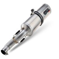 Escape compatível com Aprilia Pegaso Strada 650 2005-2011, Satinox, Par de silenciosos de escape homologadas, com db killer removível e tubos de ligação específicos 