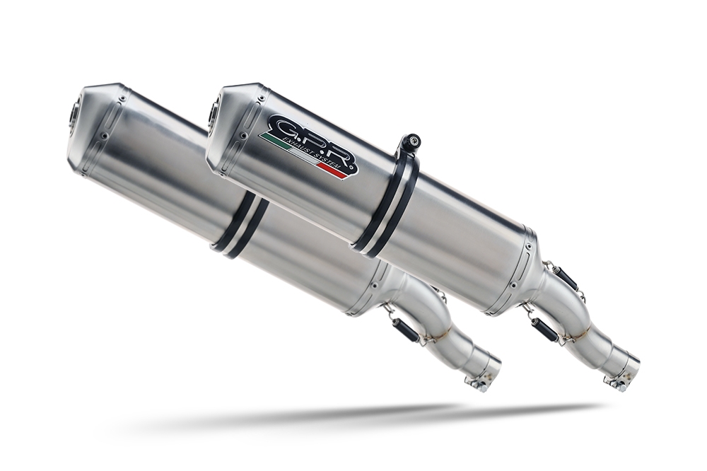 Escape compatível com Aprilia Pegaso Strada 650 2005-2011, Satinox, Par de silenciosos de escape homologadas, com db killer removível e tubos de ligação específicos 