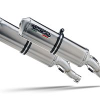 Escape compatível com Aprilia Pegaso Strada 650 2005-2011, Satinox, Par de silenciosos de escape homologadas, com db killer removível e tubos de ligação específicos 
