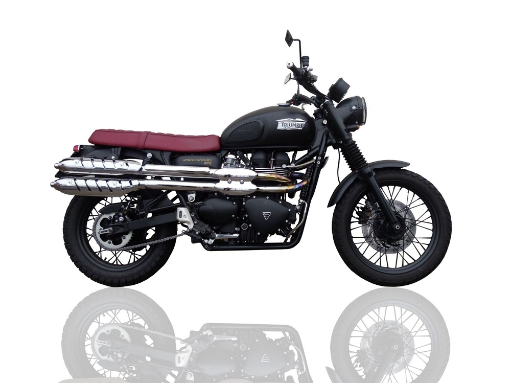 GPR escape compatível com  Triumph Scrambler 900 2006-2014, Deeptone Inox, Par de silenciosos de escape homologadas, com db killer removível e tubos de ligação específicos 