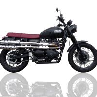 GPR escape compatível com  Triumph Scrambler 900 2006-2014, Deeptone Inox, Par de silenciosos de escape homologadas, com db killer removível e tubos de ligação específicos 