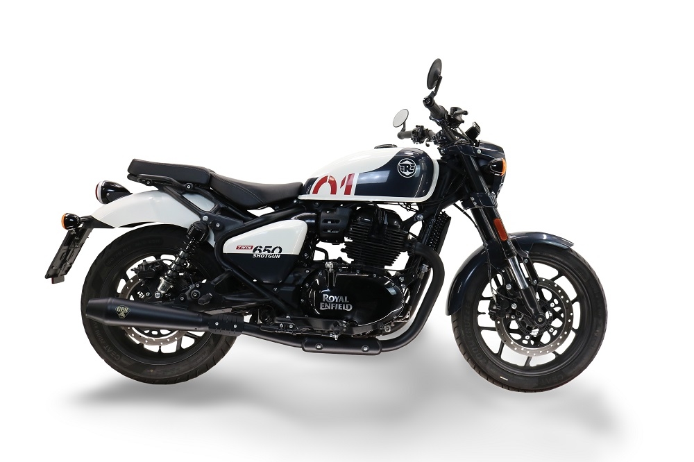 Escape compatível com Royal Enfield Shotgun 650 2024-2025, Ultracone Black, Par de terminais de exaustão aprovados, com db killer removível, catalisadores e tubo de conexão específico 
