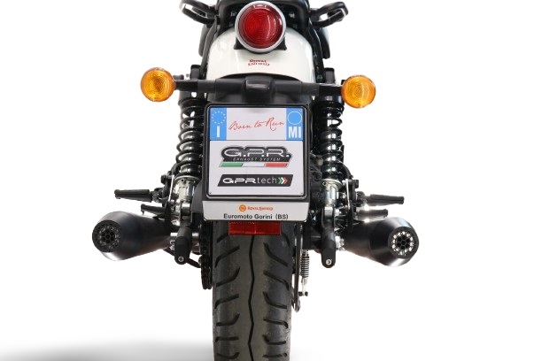 Escape compatível com Royal Enfield Shotgun 650 2024-2025, Ultracone Black, Par de terminais de exaustão aprovados, com db killer removível, catalisadores e tubo de conexão específico 