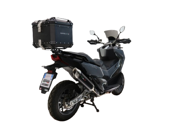Top case maletas GPR TECH compatível com Sym ADX TG 400 2024/2026 e5 Plus Top Case Alpi-Tech em alumínio, cor preta com placa específica incluída Capacidade Litros 35