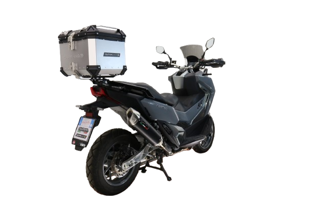 Top case maletas GPR TECH compatível com Sym ADX TG 400 2024/2026 e5 Plus Top Case Alpi-Tech em alumínio, cor prata com placa específica incluída Capacidade Litros 35
