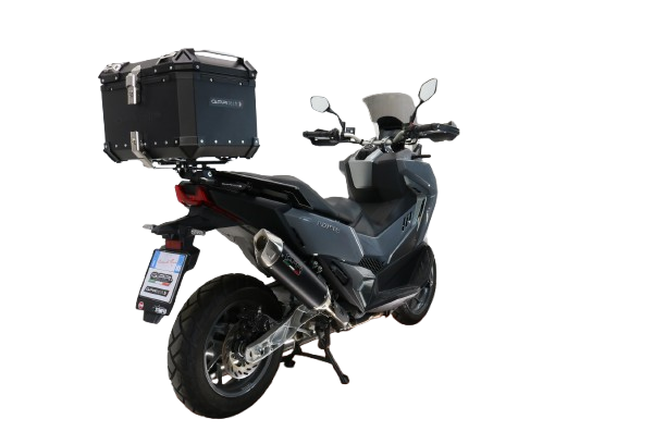 Top case maletas GPR TECH compatível com Sym ADX TG 400 2024/2026 e5 Plus Top Case Alpi-Tech em alumínio, cor preta com placa específica incluída Capacidade Litros 45