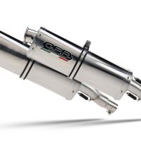 Escape compatível com Aprilia Pegaso Strada 650 2005-2011, Trioval, Par de silenciosos de escape homologadas, com db killer removível e tubos de ligação específicos 