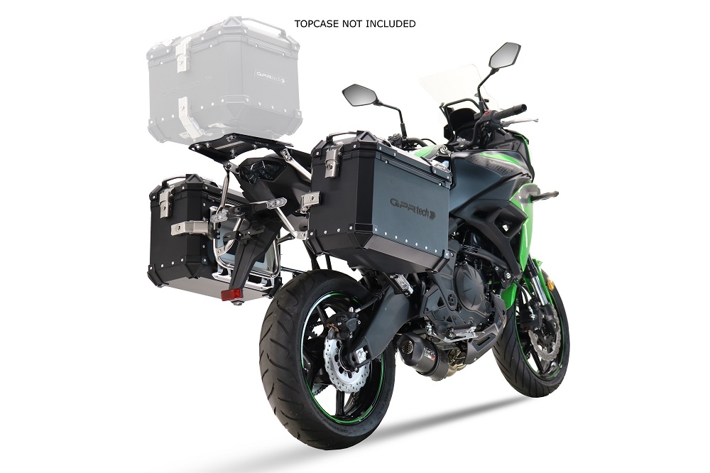 Par de malas laterais em alumínio cor preta com porta-bagagem específico GPR TECH compatível com  Kawasaki Versys 650 2021/2022 e5