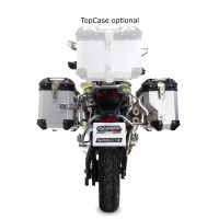 Par de malas laterais em alumínio cor prata ,com o lado direito contornado, com porta-bagagem específico cor prata  GPR TECH compatível com  Voge 900DSX 2024/2025 e5