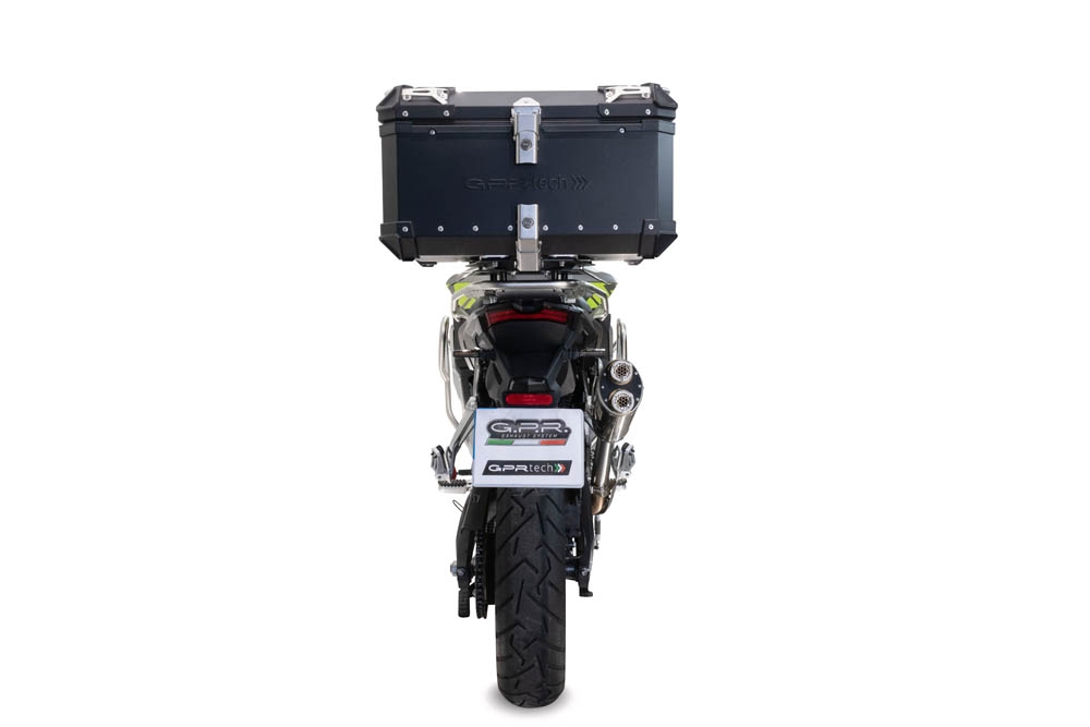 Top case em alumínio, cor preta com placa específica incluída GPR TECH compatível com Voge 900DSX 2024/2025 e5